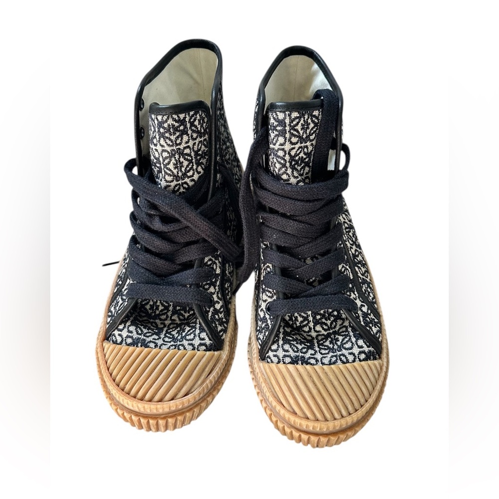 Loewe Canvas embroidered high top sneakers